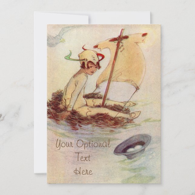 Peter Pan on Nest Raft - Baby Invitation (Front)