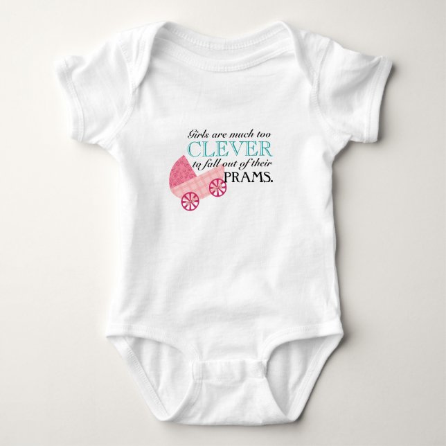 Peter Pan Pink Pram Quote for Girl Babies Baby Bodysuit (Front)