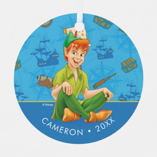 Peter Pan Sitting Down Metal Ornament