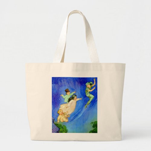 PETER PAN WENDY JOHN AND MICHAEL FLY AWAY LARGE TOTE BAG