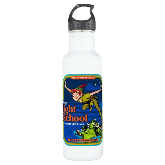 Peter Pan's Flight School Stainless Steel Water Bottle (Front)