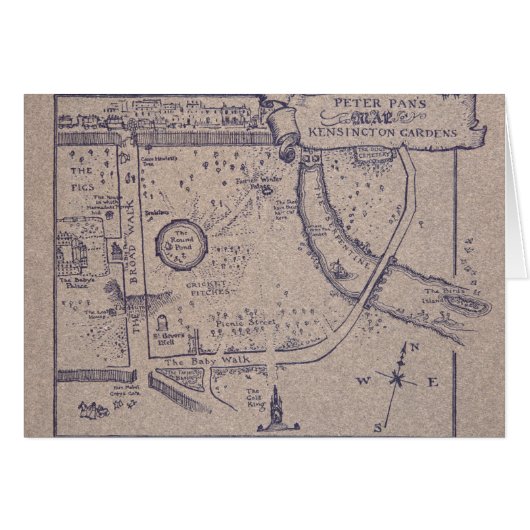 Peter Pan's Map of Kensington Gardens Cards (Front Horizontal)