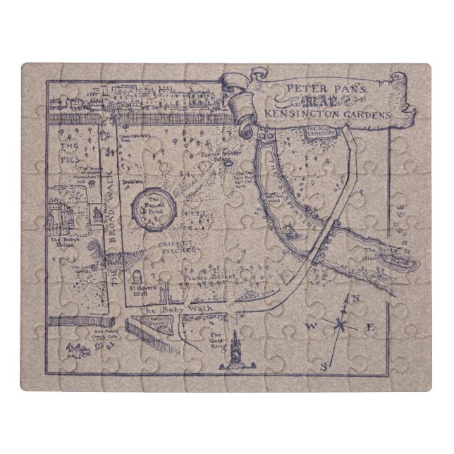 Peter Pan's Map of Kensington Gardens Jigsaw Puzzle (Puzzle Horizontal)