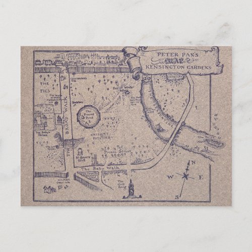 Peter Pans Map of Kensington Gardens Postcard