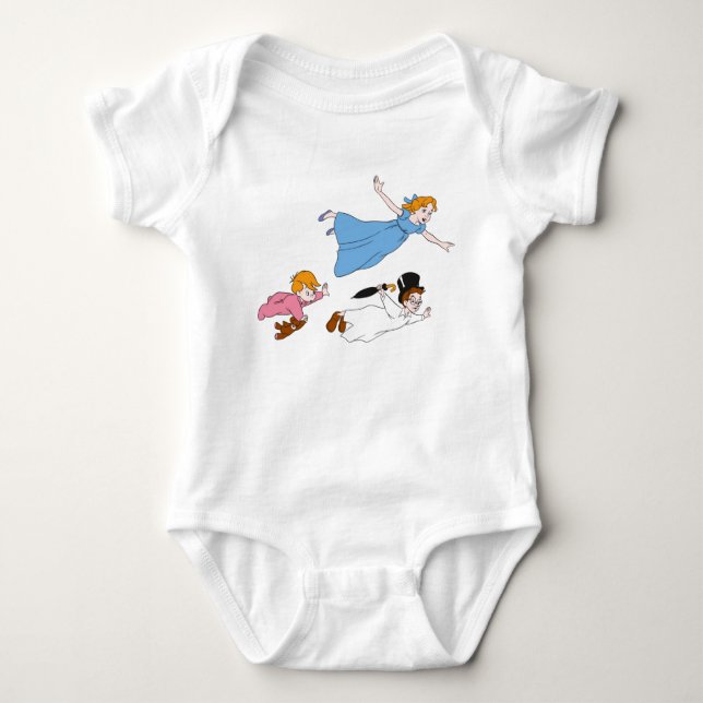 Peter Pan's Wendy, John and Michael Darling Flying Baby Bodysuit (Front)