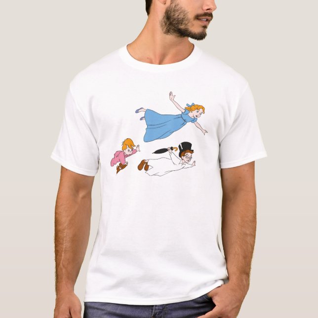 Peter Pan's Wendy, John and Michael Darling Flying T-Shirt (Front)