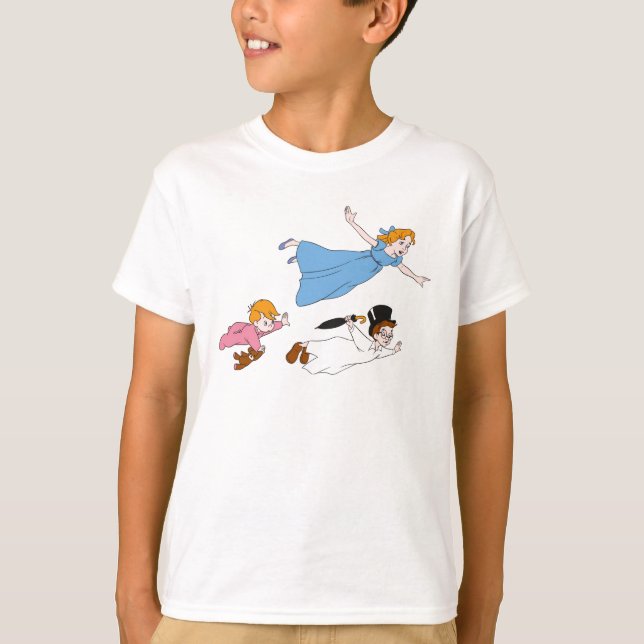 Peter Pan's Wendy, John and Michael Darling Flying T-Shirt (Front)