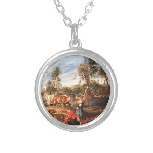 Peter Paul Rubens Milkmaids with Cattle in a Lands Silver Plated Necklace