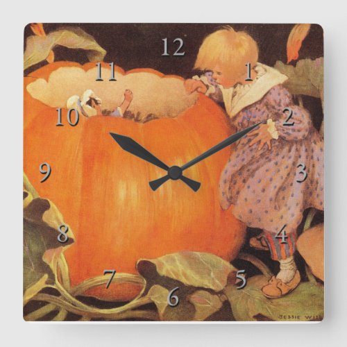 Peter Peter Pumpkin_Eater Nursery Rhyme Square Wall Clock