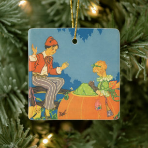 Peter Peter Pumpkin Eater, Vintage Nursery Rhyme Ceramic Ornament