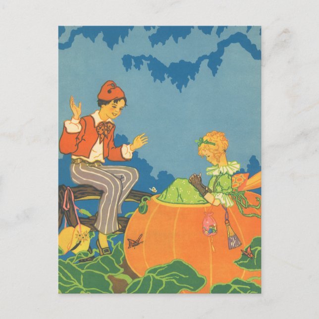Peter Peter Pumpkin Eater, Vintage Nursery Rhyme Postcard (Front)