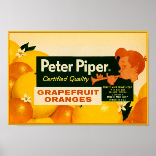 Peter Piper Oranges packing label Poster