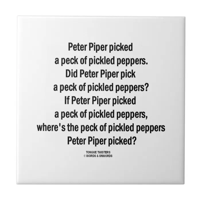 Peter Piper Picked Peck Of Pickled Peppers Tile Zazzle Com