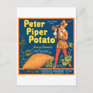 Peter Piper Potato Fancy Sweets Vintage Crate Labe Postcard