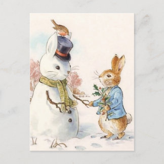 Peter Rabbit and the Snowman by Beatrix Potter Postcard