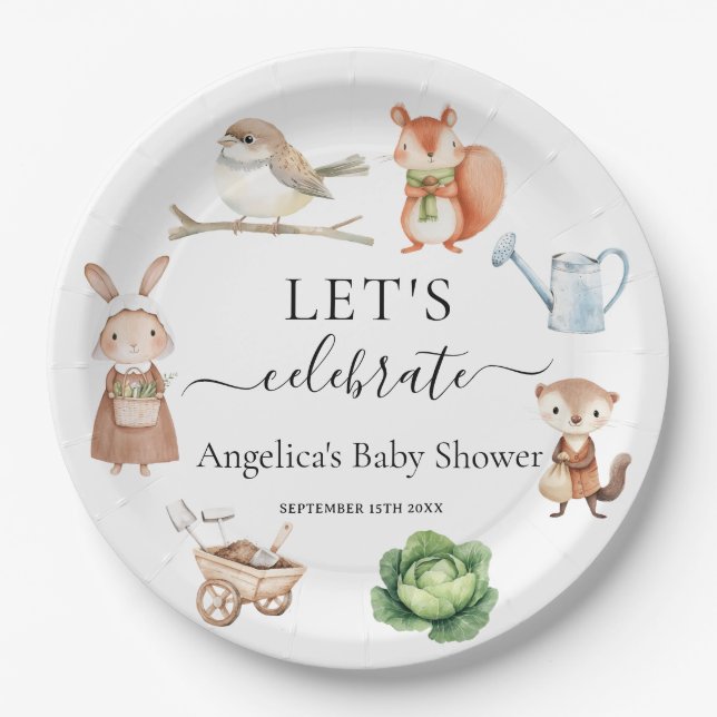Peter Rabbit Animals Garden Tools Baby Shower  Paper Plates (Front)