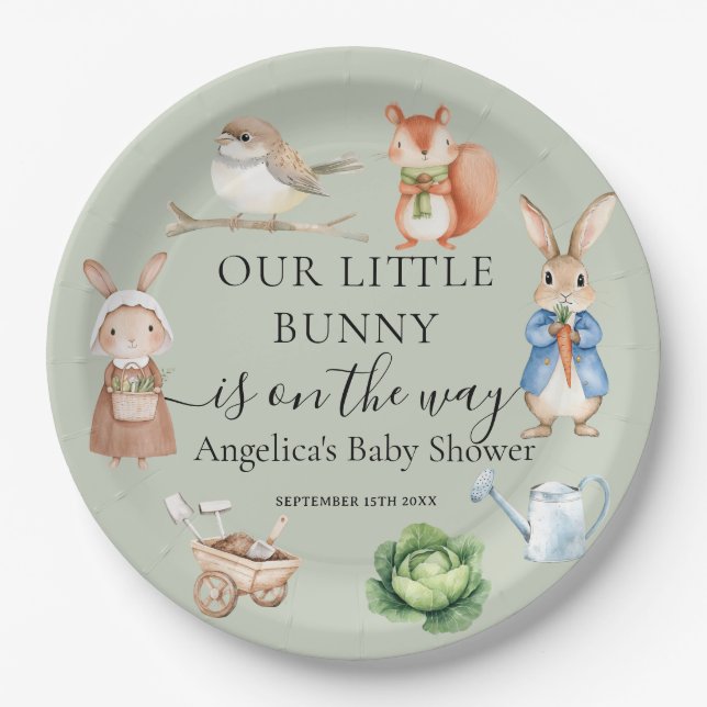 Peter Rabbit Animals Garden Tools Baby Shower  Paper Plates (Front)