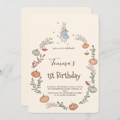 Peter Rabbit autumn fall Invitation