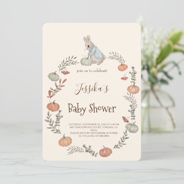 Peter Rabbit autumn fall Invitation (Standing Front)
