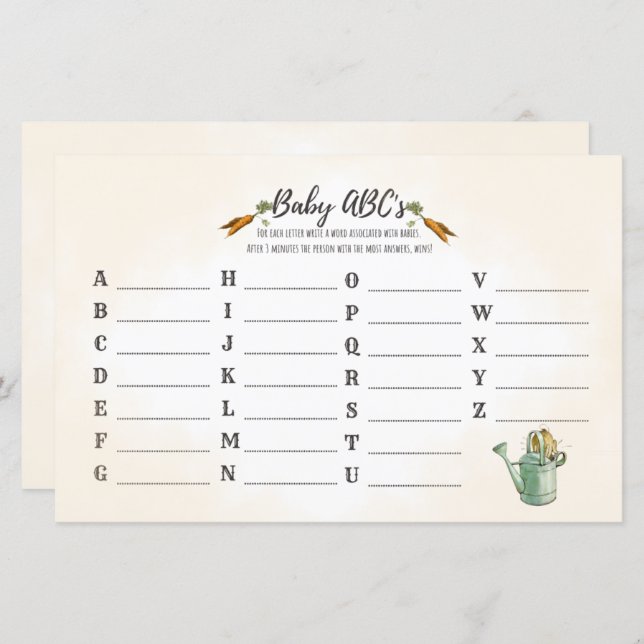 Peter Rabbit | Baby ABC's | Baby Shower Game (Front/Back)