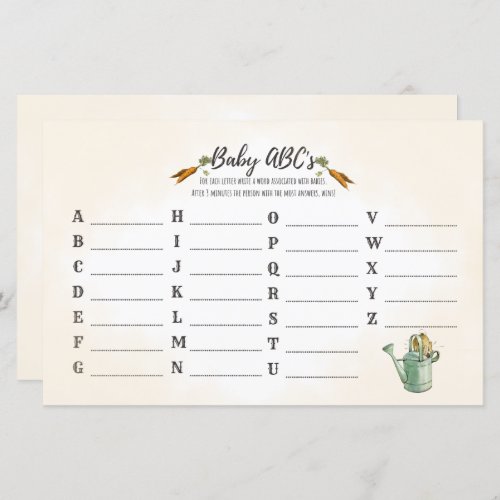 Peter Rabbit  Baby ABCs  Baby Shower Game