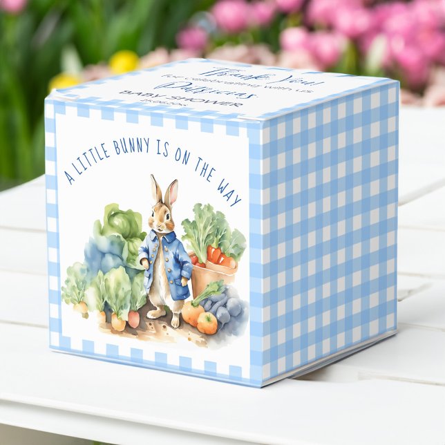 Peter rabbit baby boy baby shower  favor boxes (Peter rabbit baby boy baby shower favor boxes pastel blue gingham personalized candy favor box)
