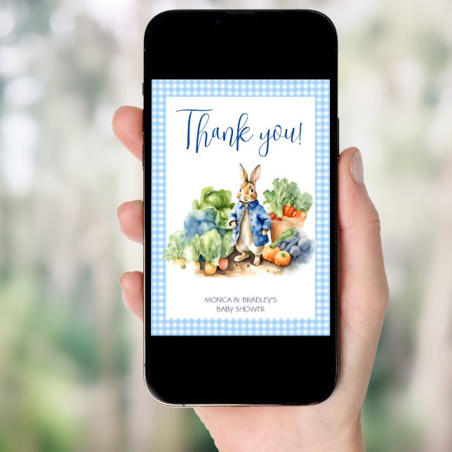 Peter rabbit baby boy baby shower thank you card (Front Digital)