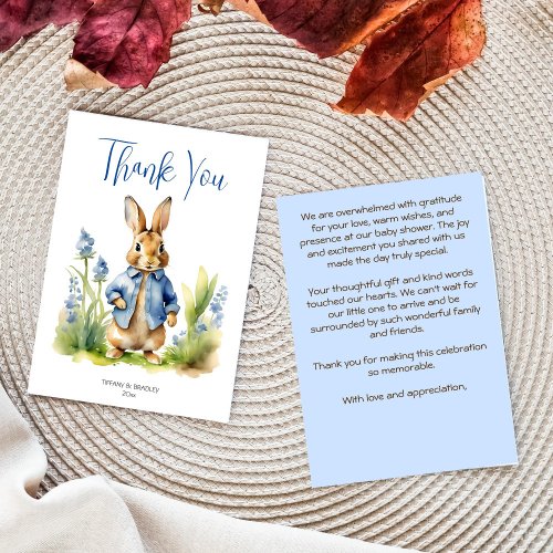 Peter rabbit baby boy baby shower  thank you card