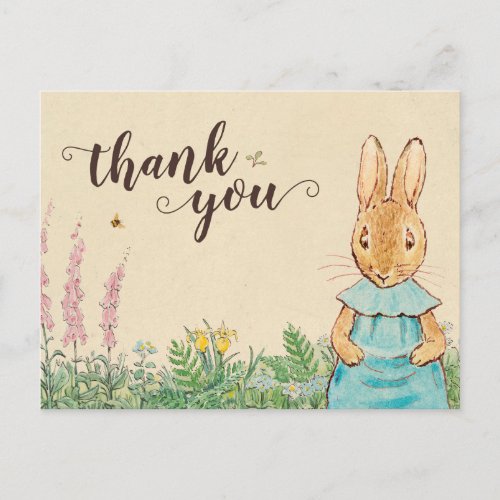 Peter Rabbit  Baby Girl Birthday _ Thank You Postcard