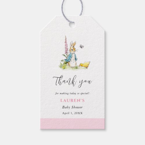 Peter Rabbit Baby Girl Shower thank you  Gift Tags