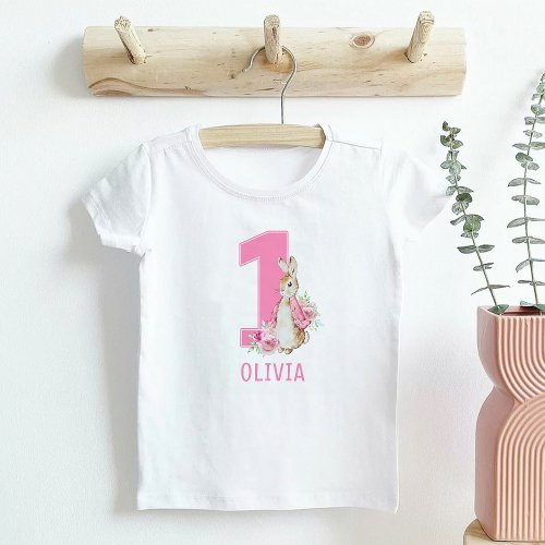 Peter Rabbit Baby Girls First Birthday Baby T_Shirt