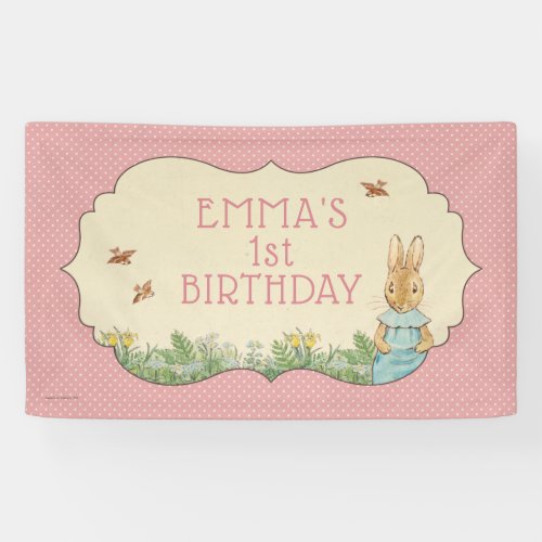 Peter Rabbit  Baby Girls First Birthday Banner