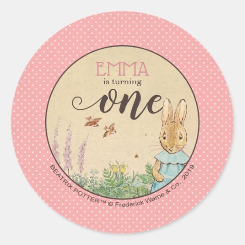 Peter Rabbit  Baby Girls First Birthday Classic Round Sticker