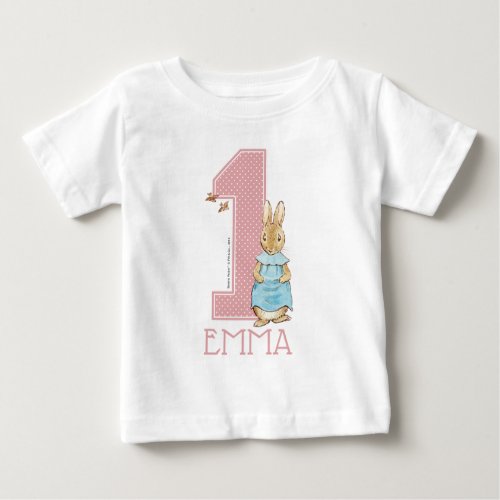 Peter Rabbit  Baby Girls First Birthday _ Name Baby T_Shirt