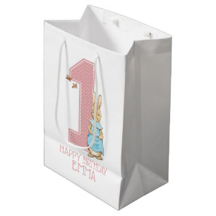 Peter Rabbit Baby Girl's First Birthday Paper Medium Gift Bag