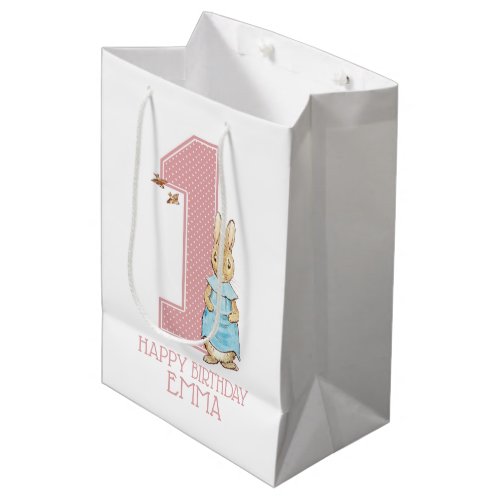 Peter Rabbit  Baby Girls First Birthday Paper Medium Gift Bag