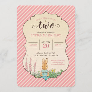 Peter Rabbit Baby Girl's Second Birthday Invitation