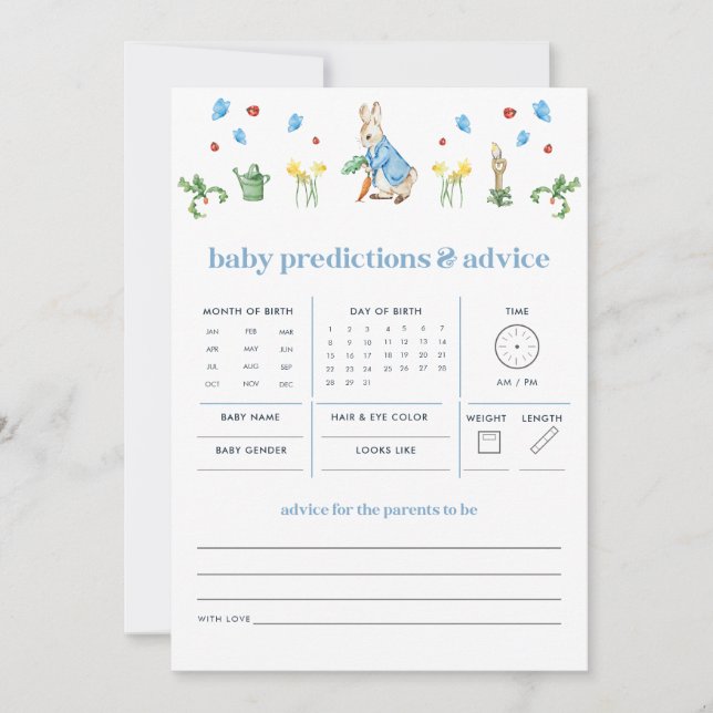 Peter Rabbit Baby Predictions and Advice Game (Front)