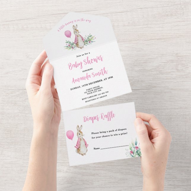 Peter Rabbit Baby Shower All In One Invitation (Tearaway)