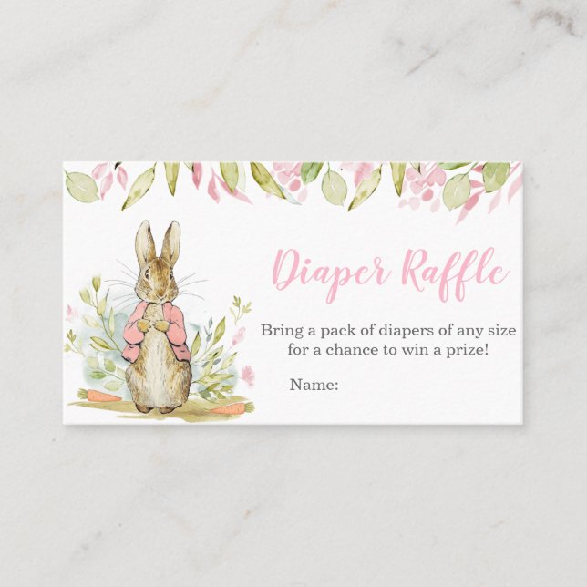 Peter Rabbit Baby Shower Diaper Raffle  Business Card (Front)