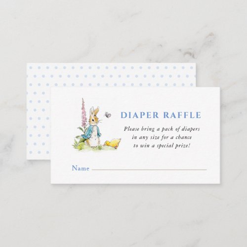 Peter Rabbit Baby shower Diaper Raffle Enclosure Card