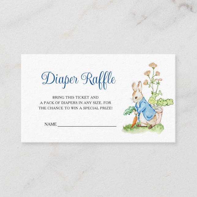 Peter Rabbit Baby Shower Diaper Raffle Enclosure Card (Front)