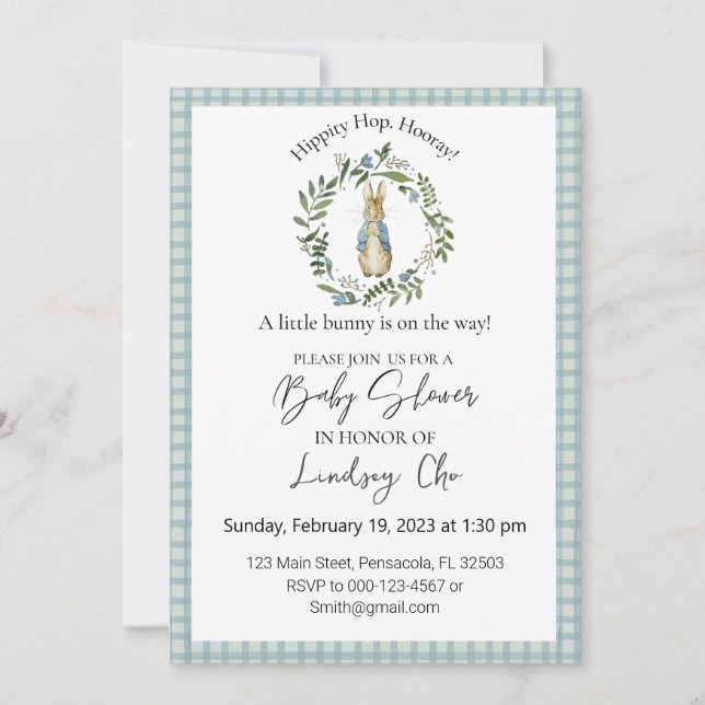 Peter Rabbit Baby Shower Editable Invitation  (Front)