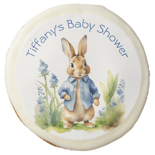 Peter rabbit baby shower favors personalized sugar cookie
