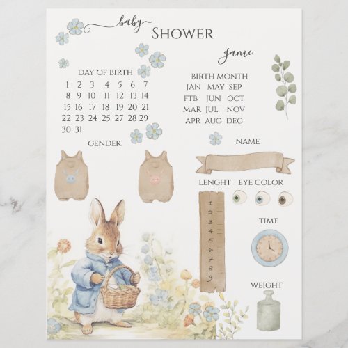 Peter Rabbit Baby Shower Guessing Game