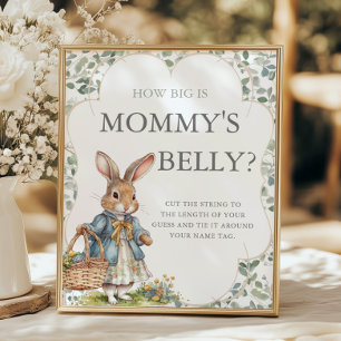 Peter Rabbit Baby Shower How Big Is Mommy's Belly Poster