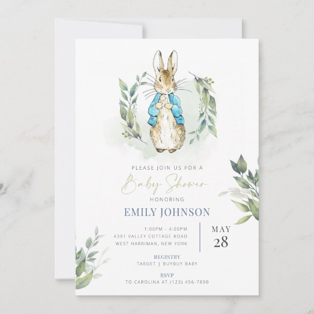 Peter Rabbit Baby Shower Invitation (Front)
