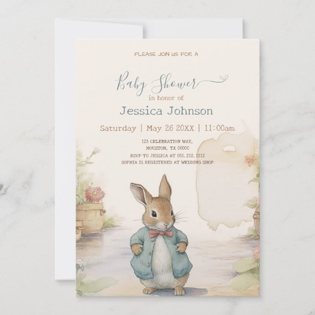 Peter Rabbit Baby Shower Invitation (Front)
