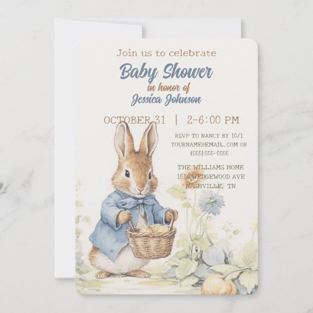 Peter Rabbit Baby Shower Invitation (Front)
