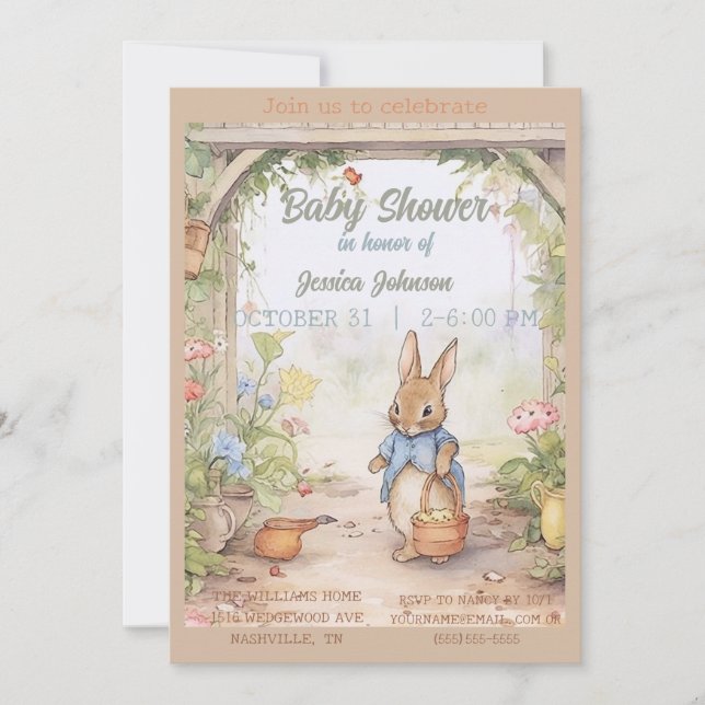 Peter Rabbit Baby Shower Invitation (Front)